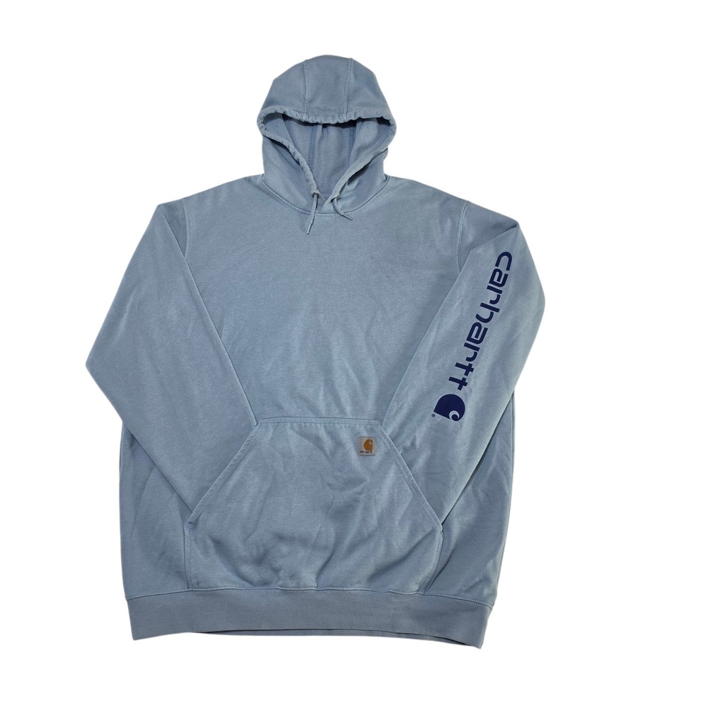 Carhartt Graphic Logo Hoodie 2XLT Tall Blue Mens Loose Fit K288 H74 Excellent
